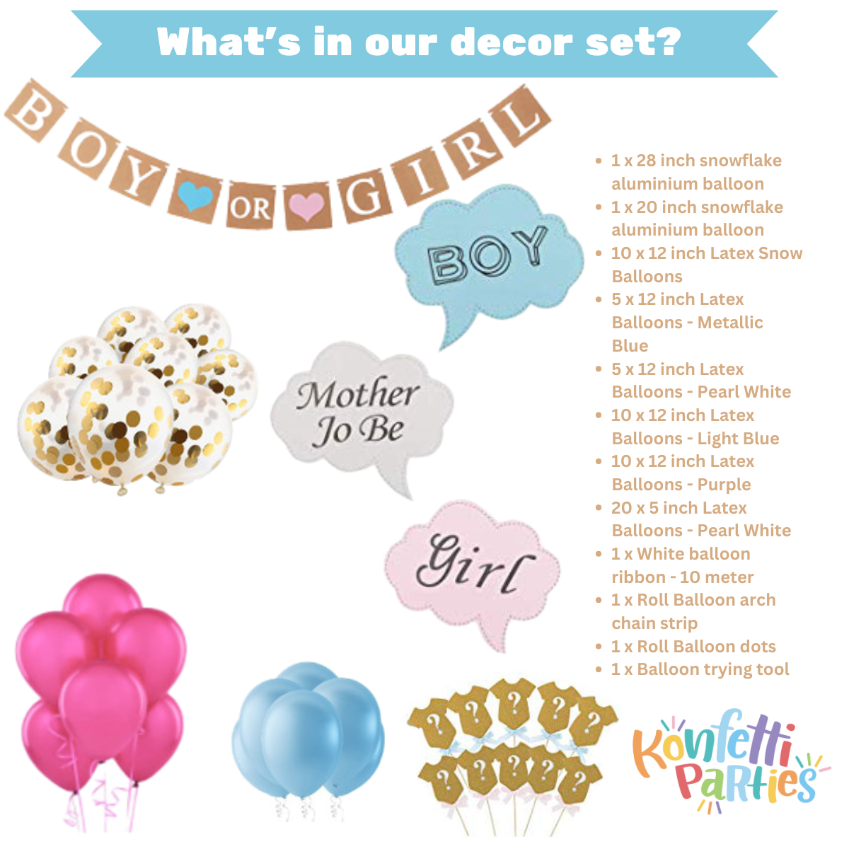 Party Balloon Banner Kit - Gender reveal - Boy or Girl