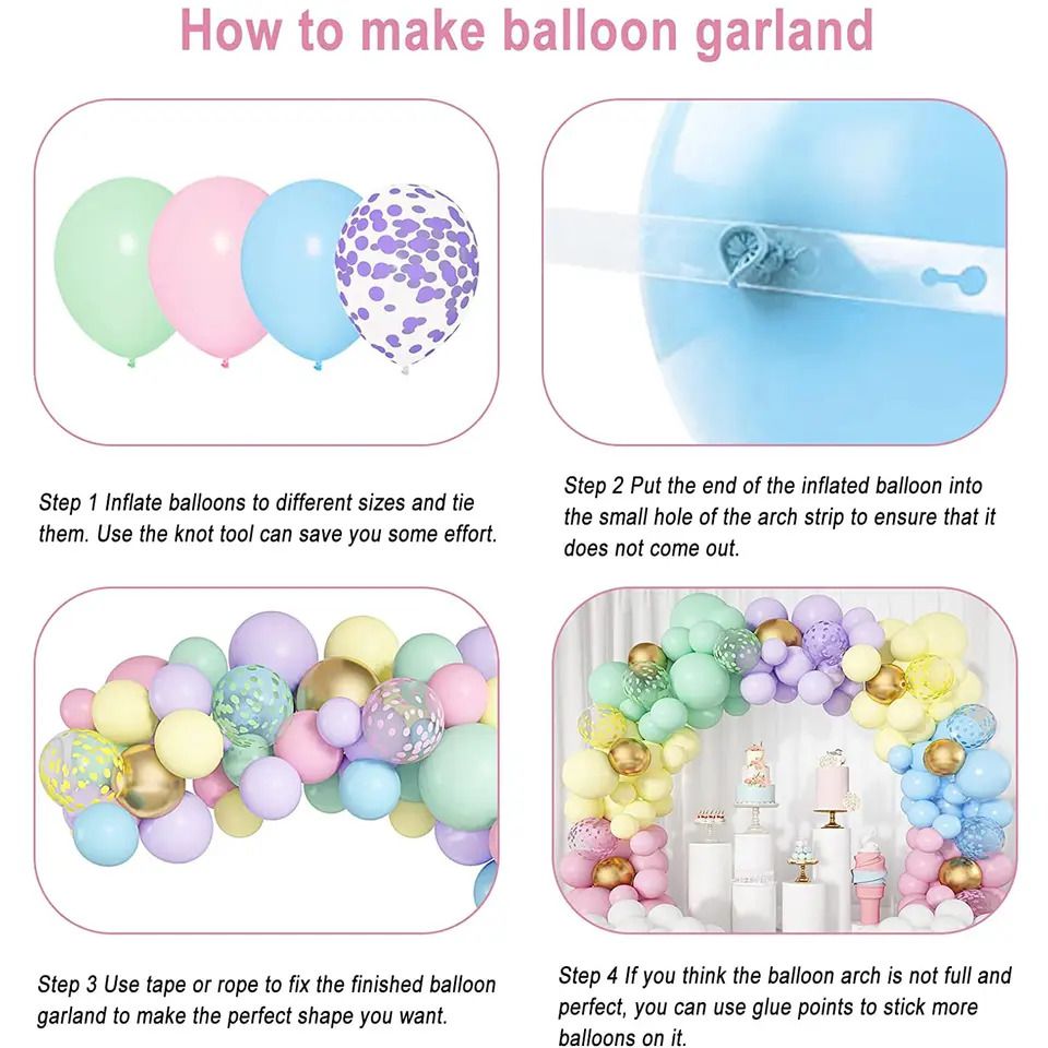 rainbow balloon garland step by step instructions