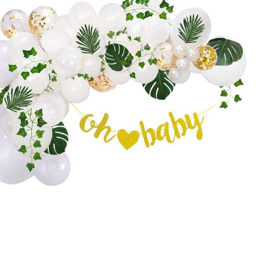 Balloon Arch Kit - Green White & Gold Oh Baby - Konfetti Parties