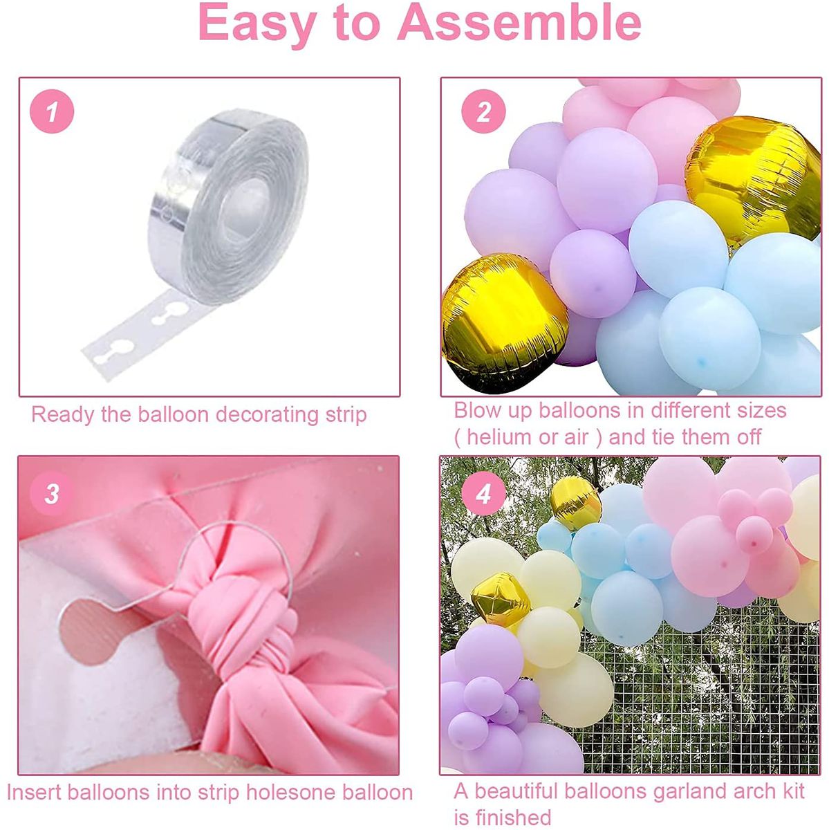 step by step how to build pastel rainbow macaron garland