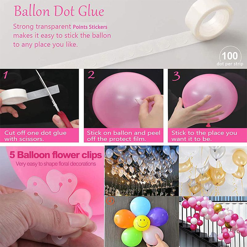 rainbow balloon set up with balloon glue dot and flower clips