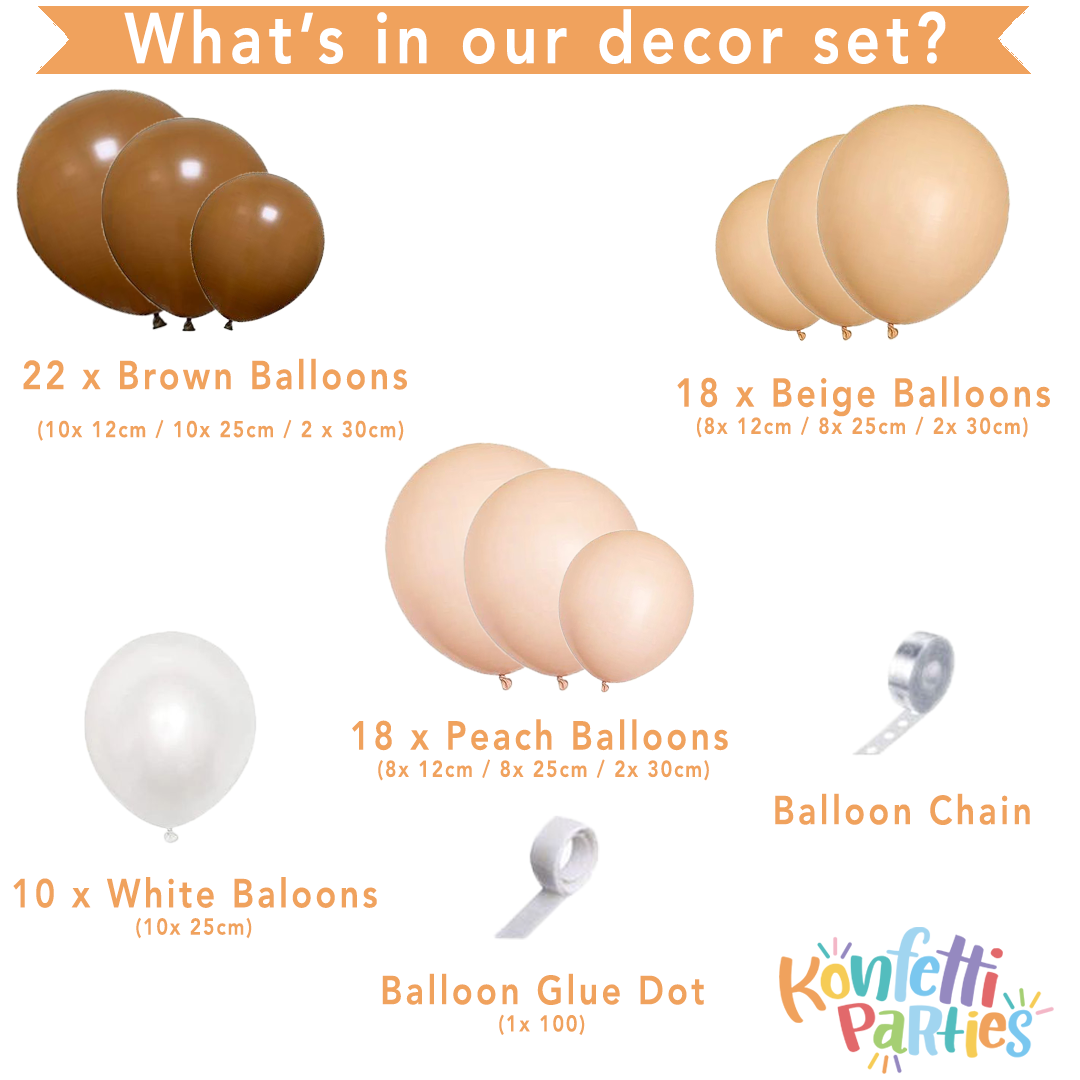 Balloon Arch Kit - Beige Brown & White