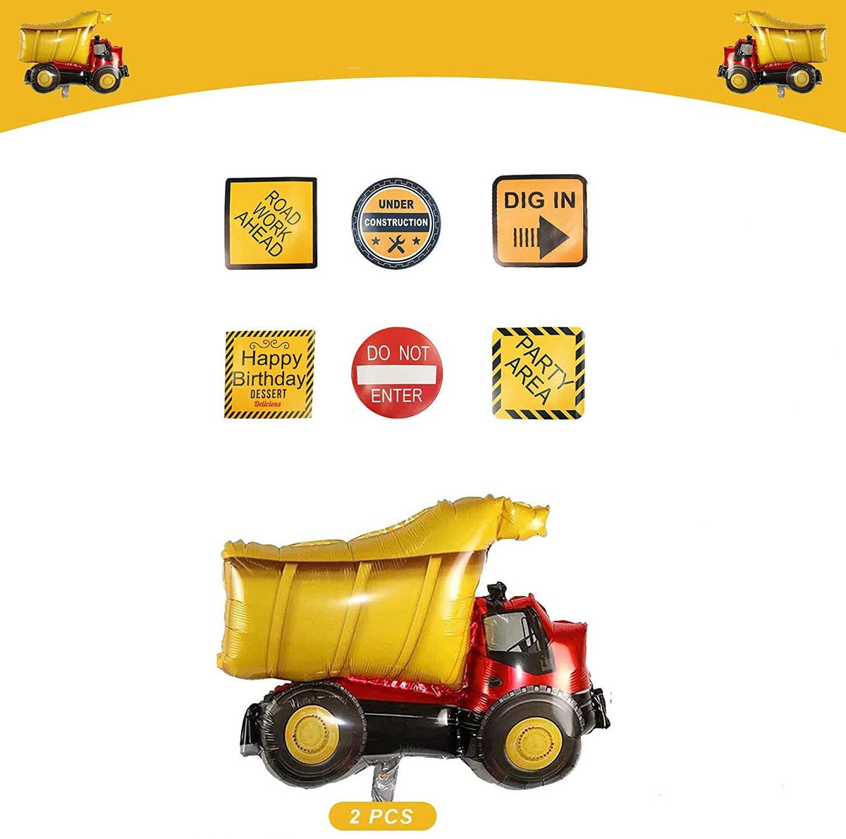 Foil Balloon Construction Car with road signs