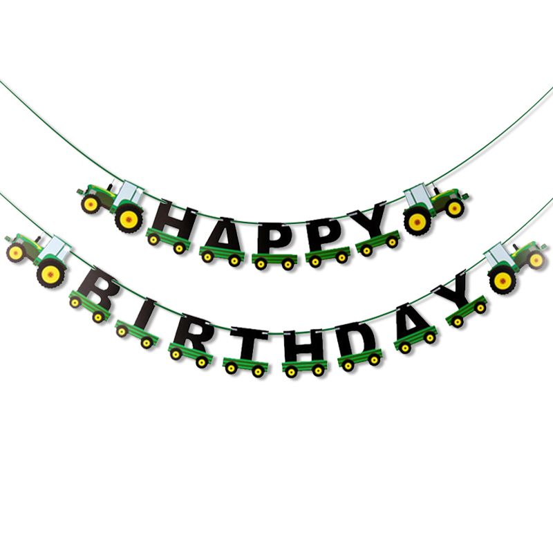 Green farm tractor happy birthday bunting