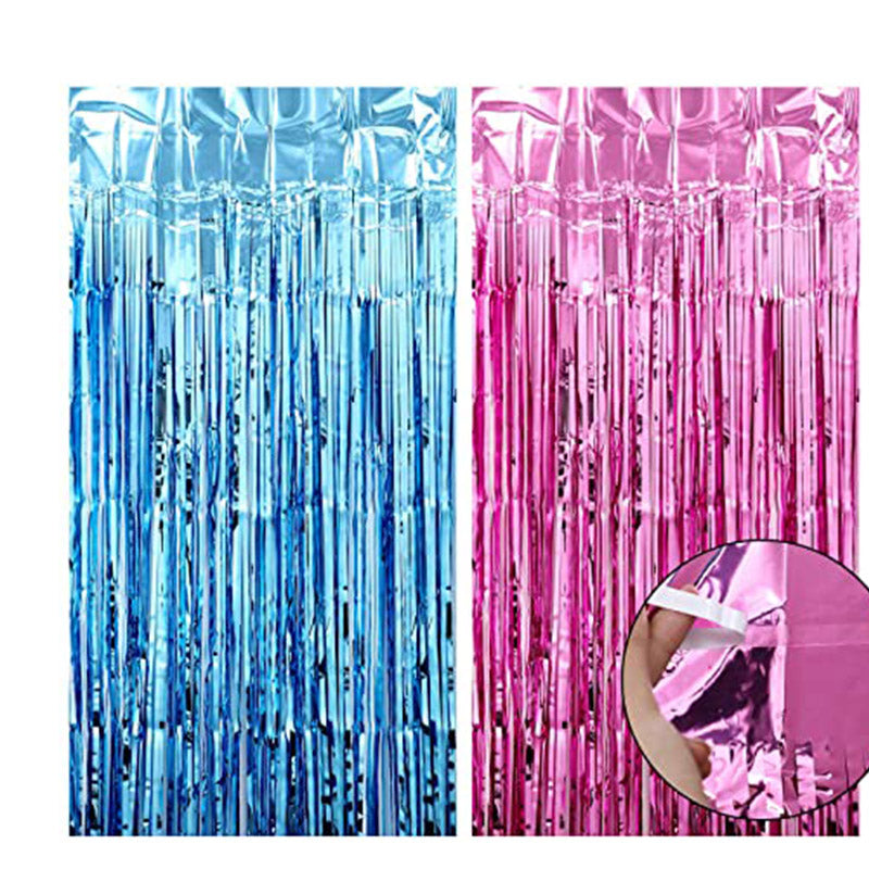 pink and blue foil curtain