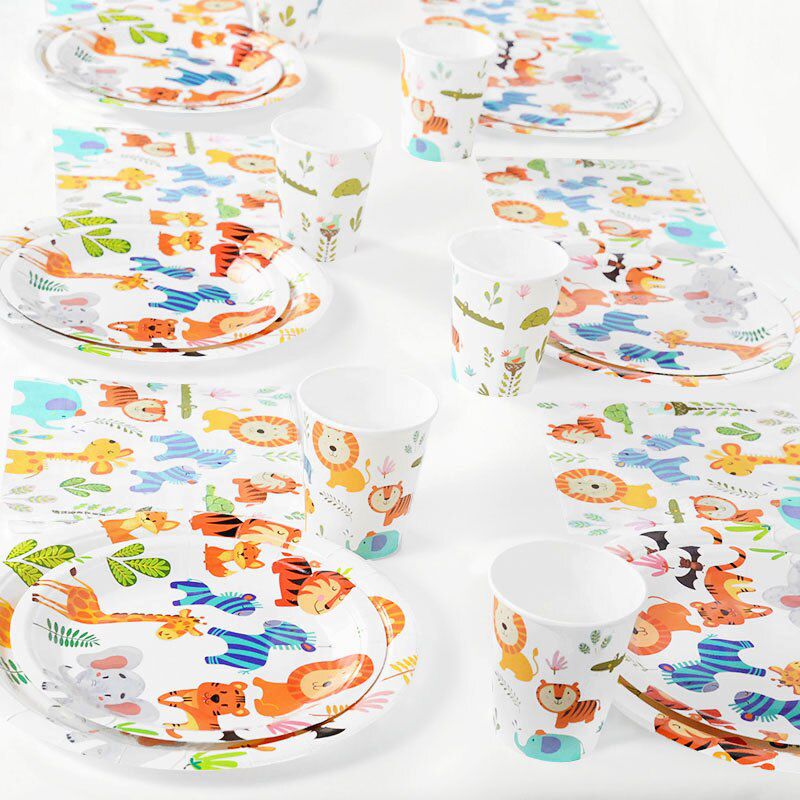 forest safari jungle paper plates and cups