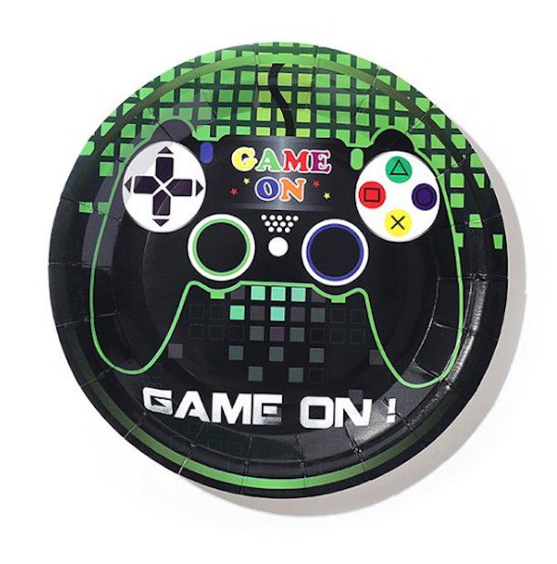 green gamer game on paper plates