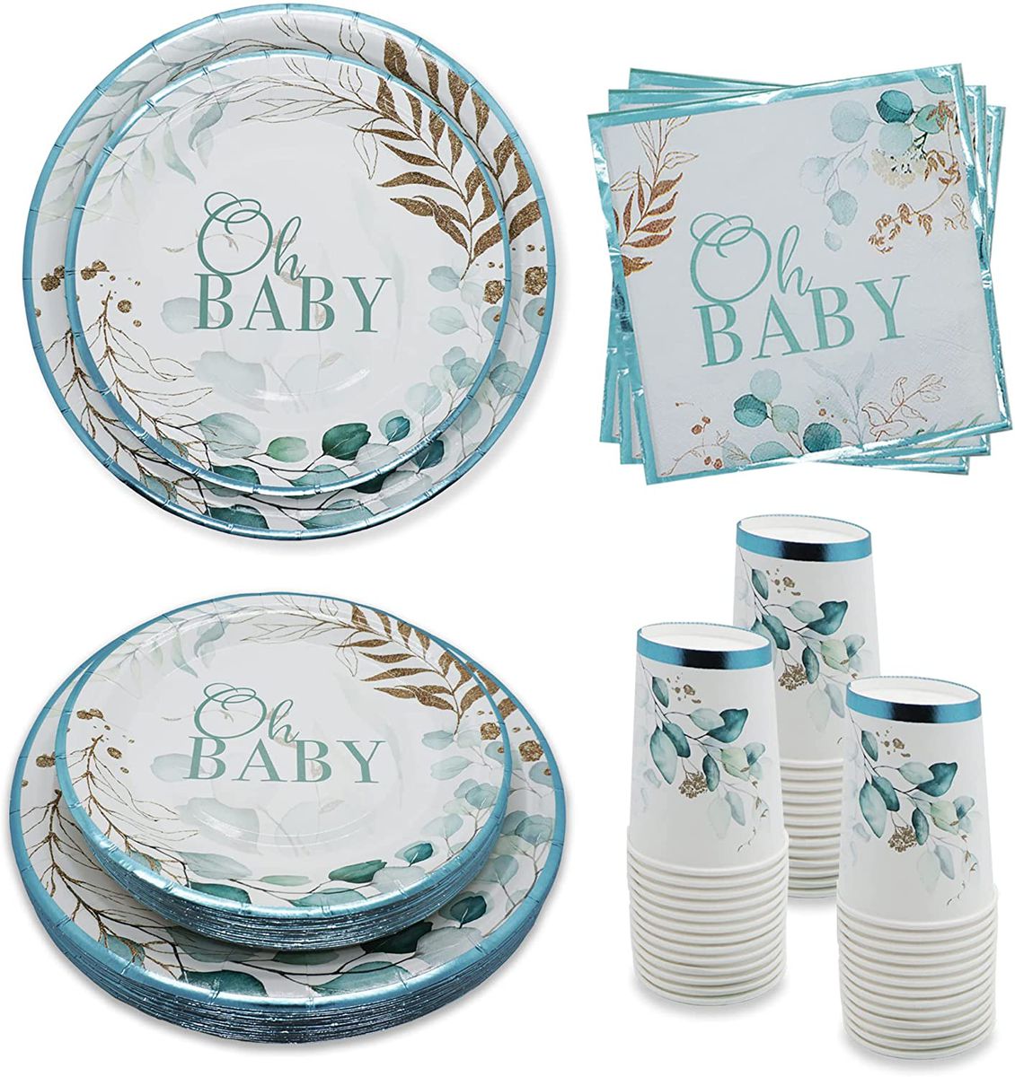 Blue Oh Baby baby shower gender reveal party kit