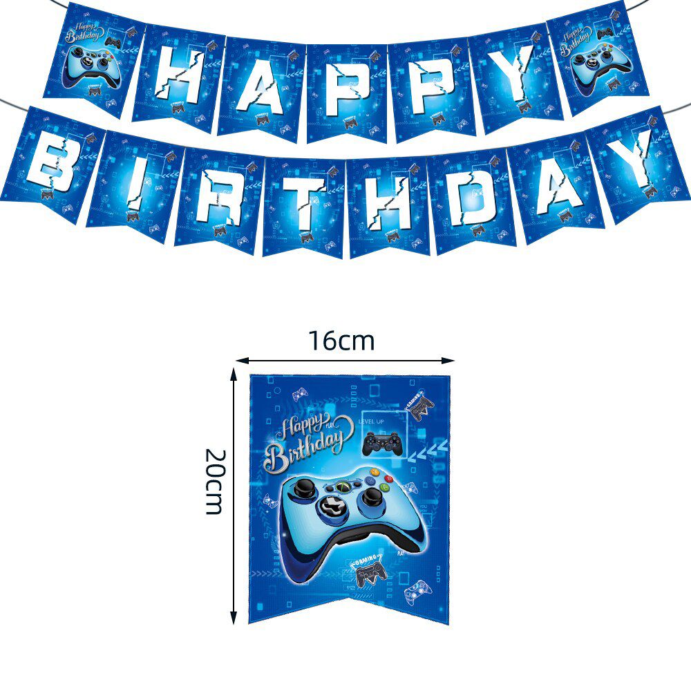 blue gaming happy birthday banner