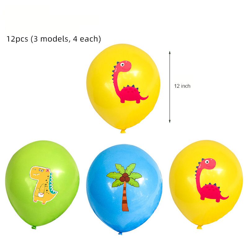 dinosaur balloons green blue and yellow