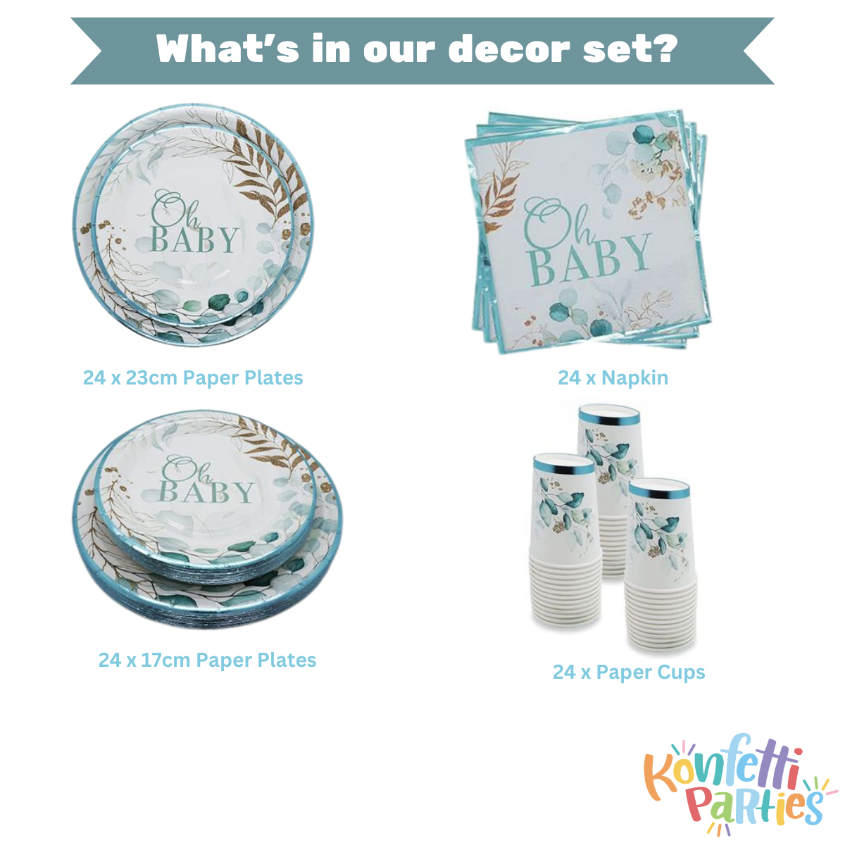 Table Decor - Oh Baby - Baby Shower Gender Reveal - Blue