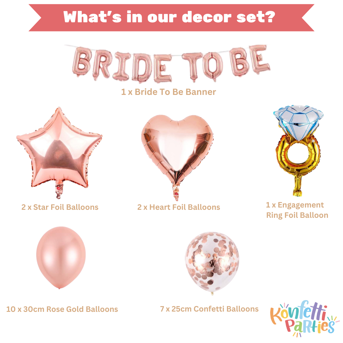 Party Balloon Banner Kit - Bride To Be - Rose Gold