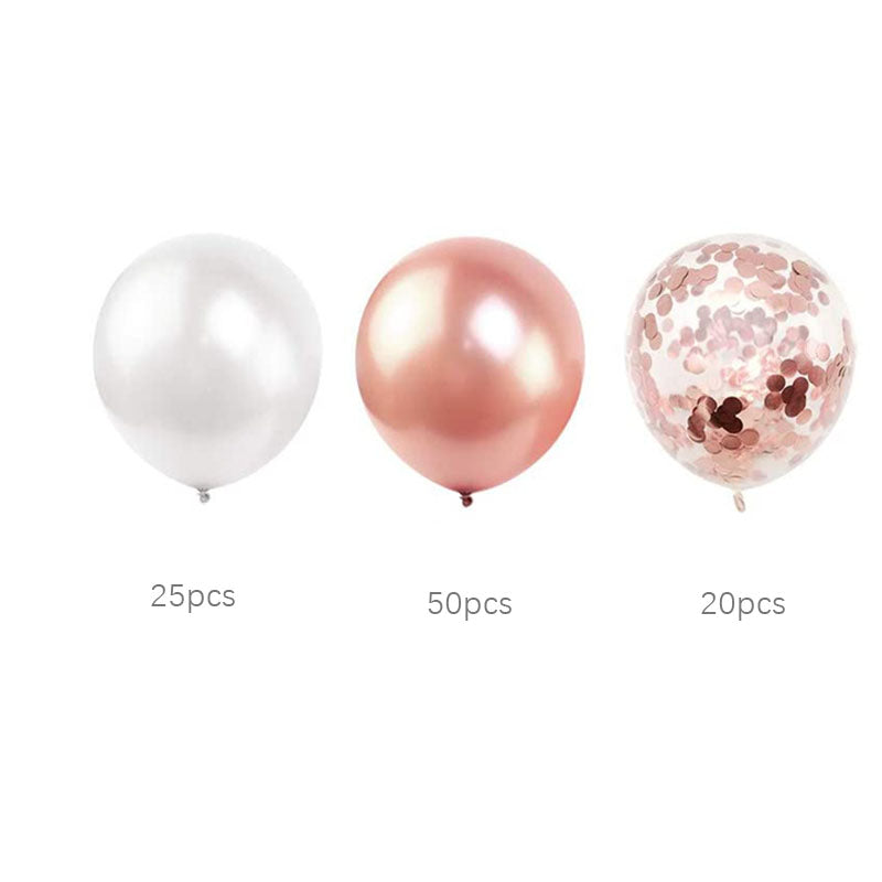 rose gold white and confetti balloons for arch kit 