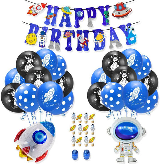 space astronaut rocket happy birthday kit on white background display