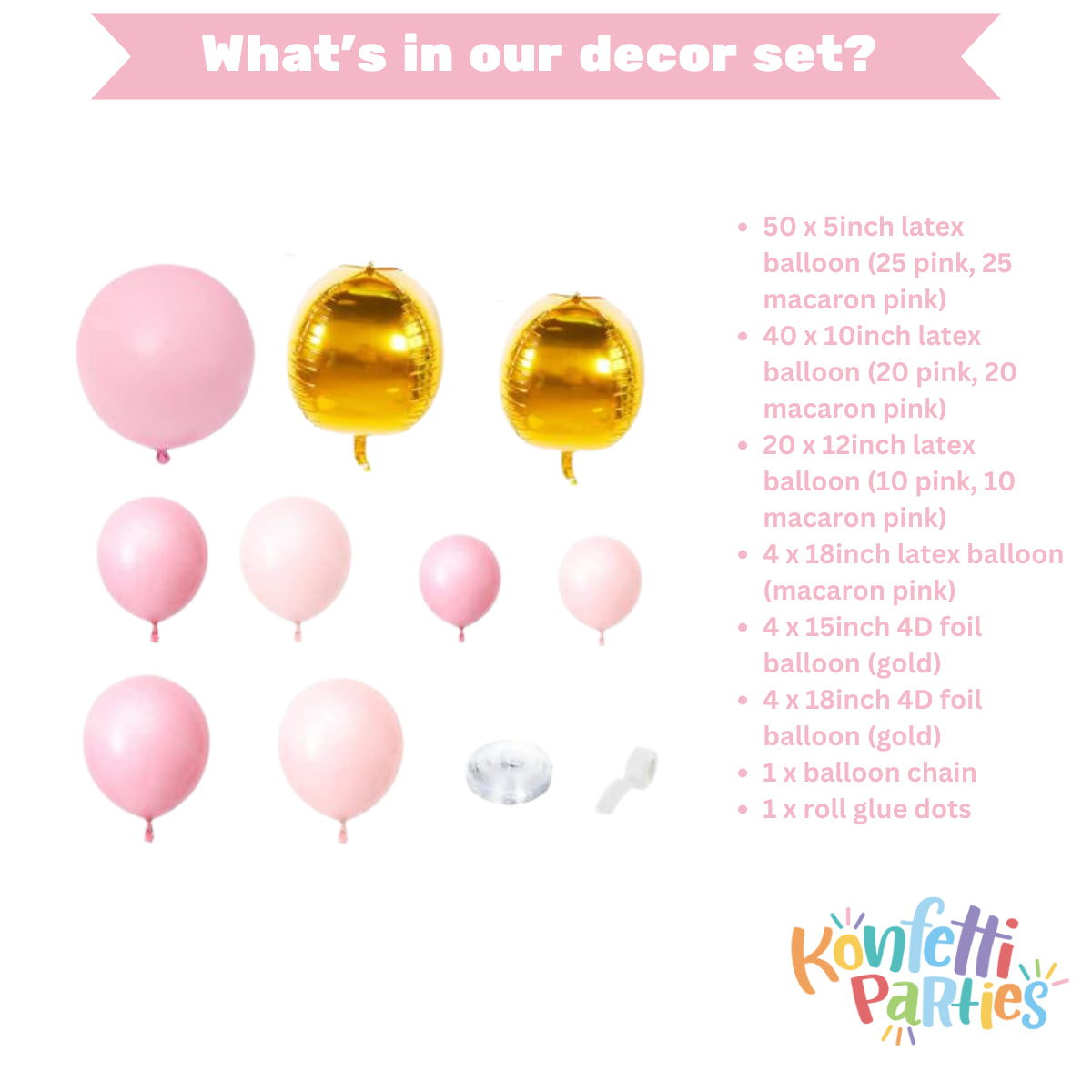 Balloon Arch Kit - Pink & Gold Foil Balloon