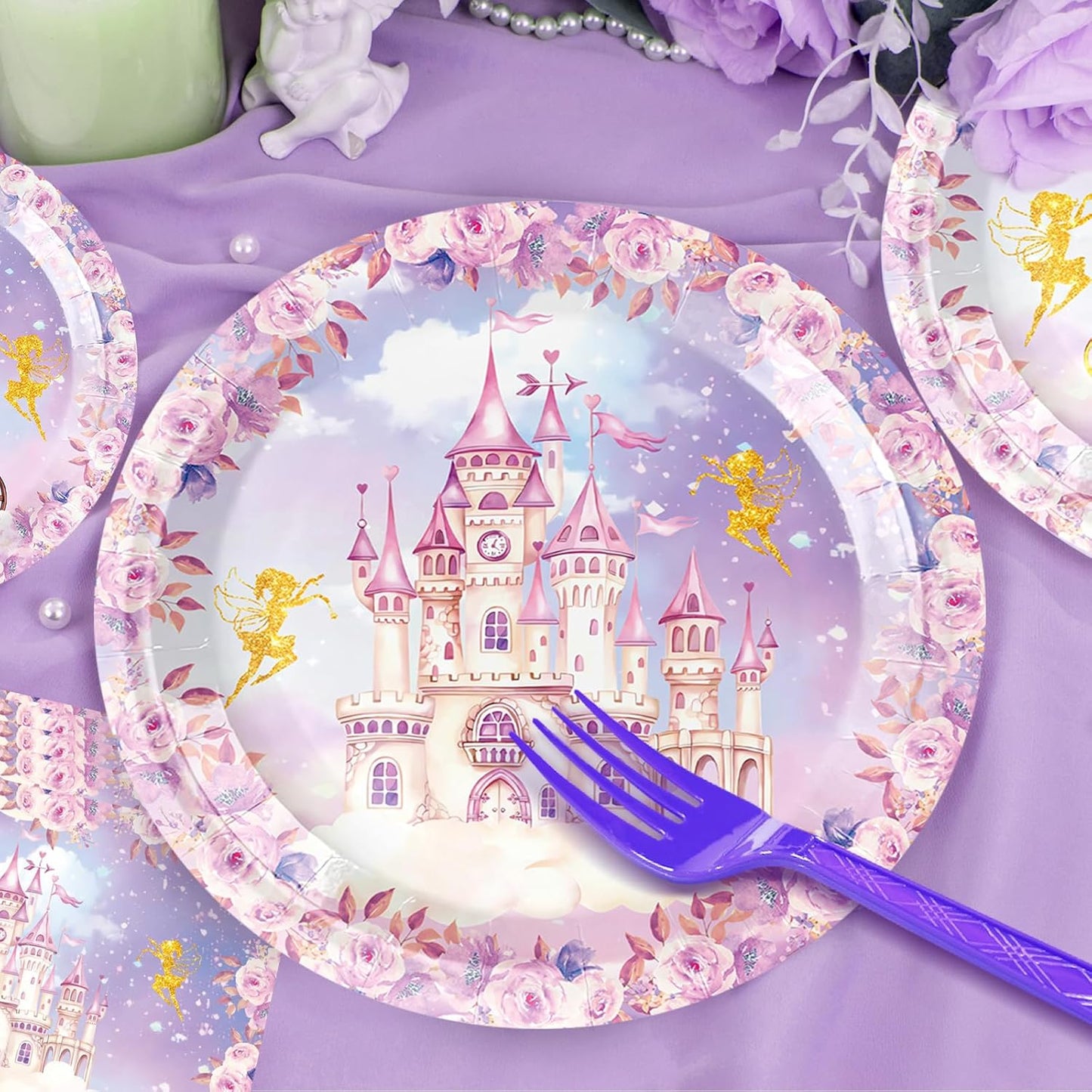 Birthday Party Table setting DIY Decoration Set - Purple Princess