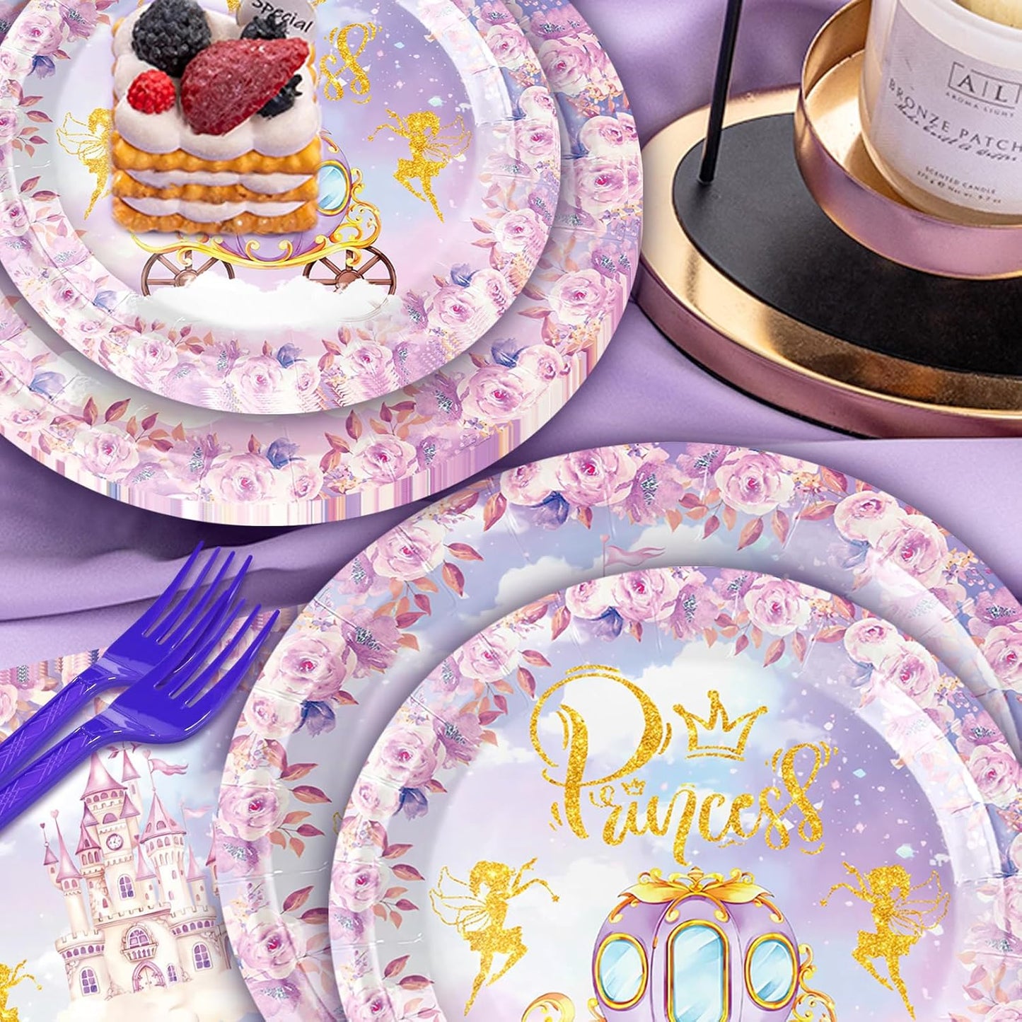 Birthday Party Table setting DIY Decoration Set - Purple Princess