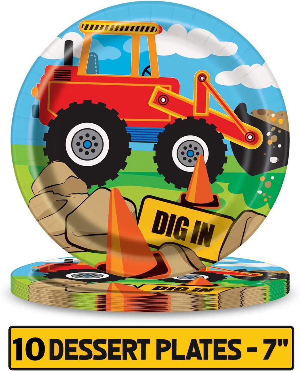 construction car dessert paper plates 