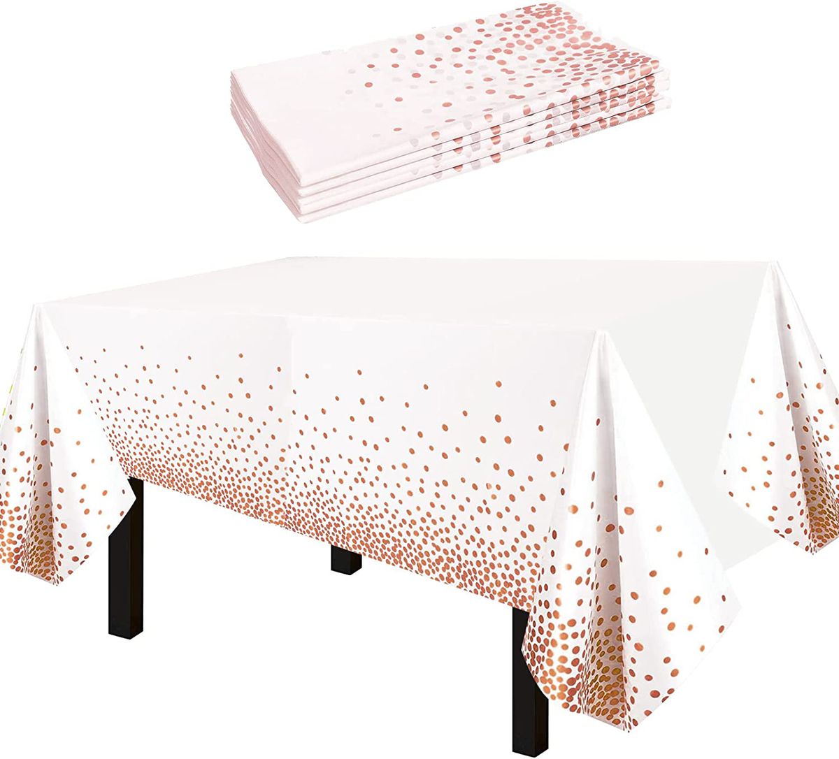 rose gold party table cloth white and rose gold dots 