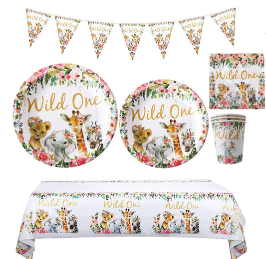 Wild one boho birthday party pink set