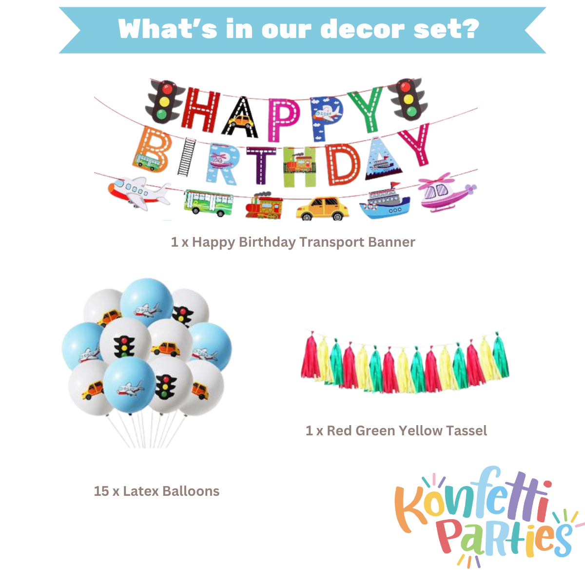 Party Balloon Banner Kit - Transport Car Plane Birthday Party