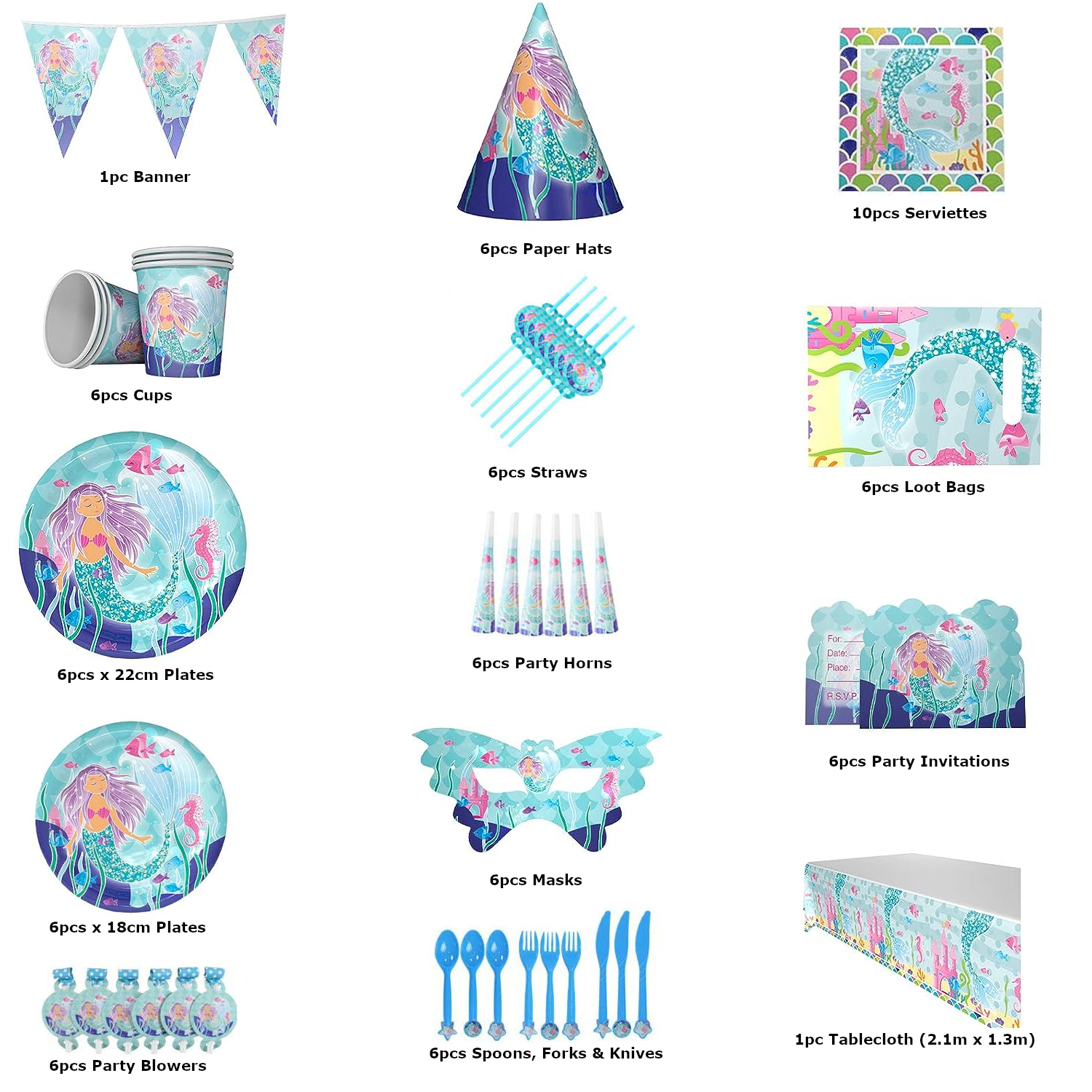 kids mermaid birthday party supplies