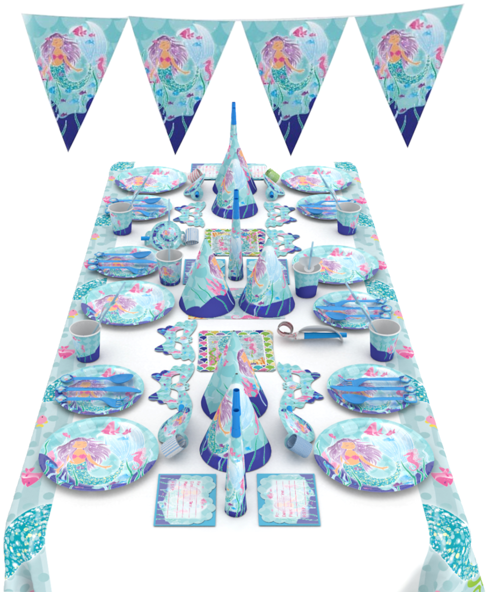 birthday party kids mermaid theme table decor and supplies kit